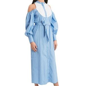 NEW WITH TAGS Pink Memories Long Striped Shirt with Lace Detail - 40